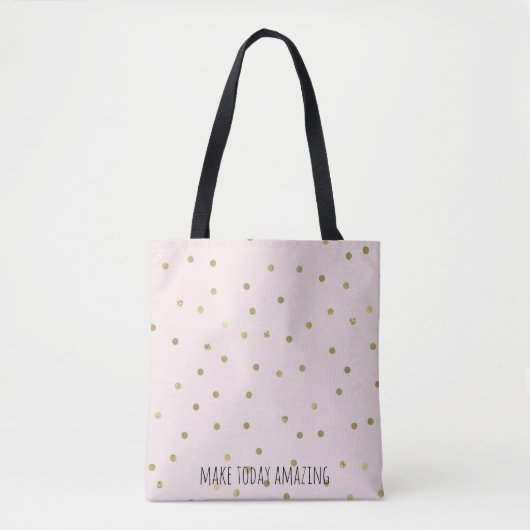 Roze Blush Gold Sparkle Confetti gepersonaliseerd Tote Bag (Voorkant)