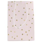 Roze Blush Gold Sparkle Confetti Medium Cadeauzakje (Voorkant)