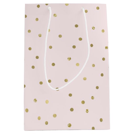 Roze Blush Gold Sparkle Confetti Medium Cadeauzakje (Voorkant)