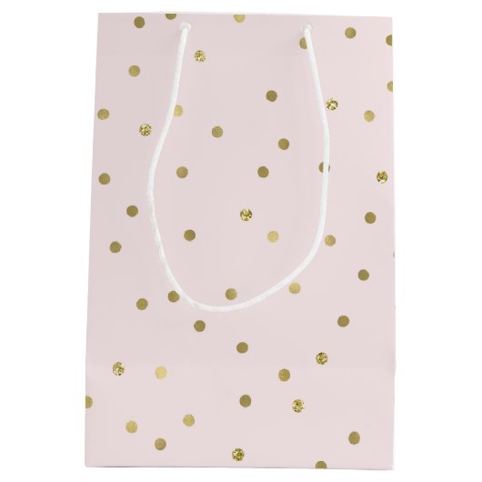 Roze Blush Gold Sparkle Confetti Medium Cadeauzakje (Achterkant)
