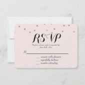 Roze Blush Gold Sparkle Confetti RSVP (Voorkant)