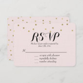 Roze Blush Gold Sparkle Confetti RSVP (Voorkant / Achterkant)