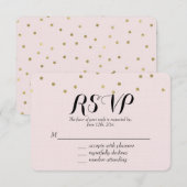 Roze Blush Gold Sparkle Confetti RSVP Kaartje (Voorkant / Achterkant)