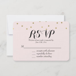Roze Blush Gold Sparkle Confetti RSVP Kaartje