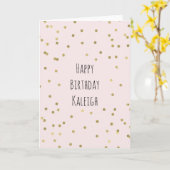 Roze Blush Gold Sparkle Confetti Verjaardag Kaart (Gele Bloem)