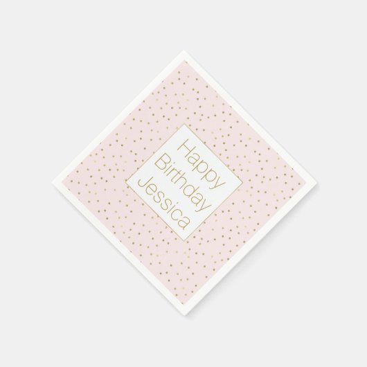 Roze Blush Gold Sparkle Confetti Verjaardag Servet (Hoek)