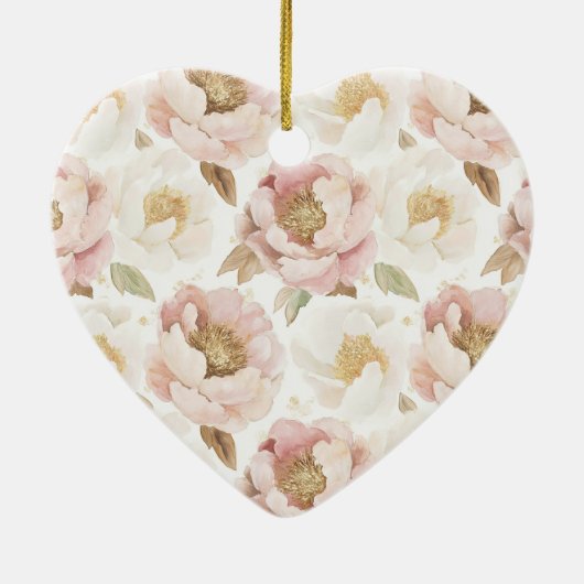 Roze Blush Gold Tufts Kerstmis Keramisch Ornament (Achterkant)