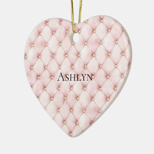 Roze Blush Gold Tufts Kerstmis Keramisch Ornament (Links)
