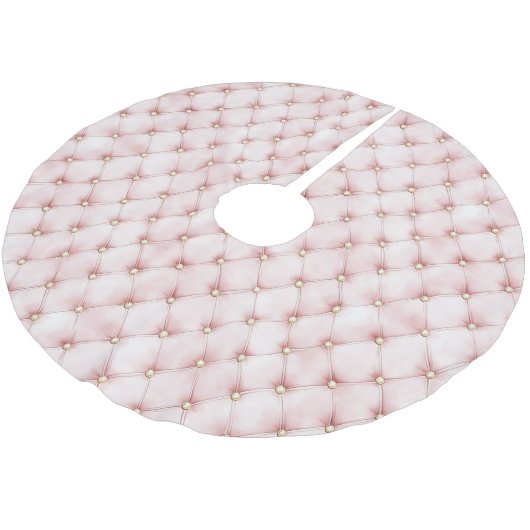 Roze Blush Gold Tufts Kerstmis Kerstboom Rok (Gekanteld)