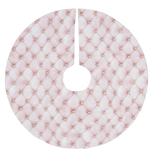 Roze Blush Gold Tufts Kerstmis Kerstboom Rok (Voorkant)