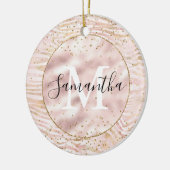 Roze Blush Gold Zebra Print Glitz Monogram Keramisch Ornament (Links)