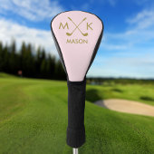 Roze Blush Golfer Modern | Goudmonogram Golfheadcover