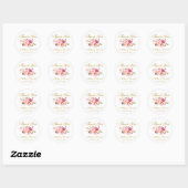 Roze Blush Goud Bloemen Bruiloft Dank u Ronde Sticker (Vel)
