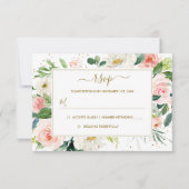 Roze Blush Goud Bloemen Goud Huwelijk RSVP (Voorkant)