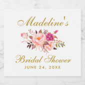 Roze Blush Goud Bloemen Vrijgezellenfeest Sparkling Wijnetiket (Enkel label)