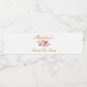 Roze Blush Goud Bloemen Vrijgezellenfeest Tea Part Waterfles Etiket (Enkel label)