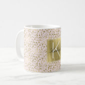 Roze Blush Goud Dier Print Monogram Koffiemok (Voorkant links)