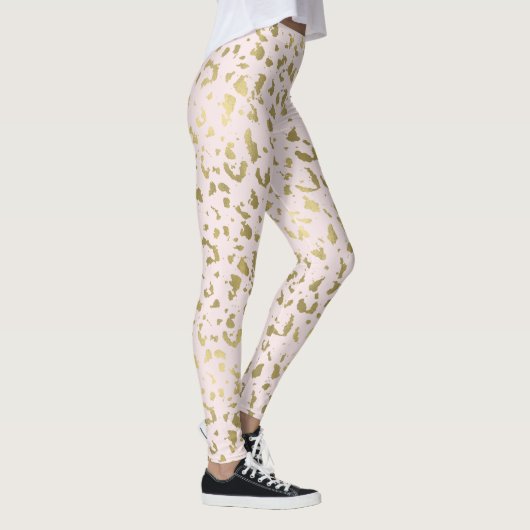 Roze Blush Goud Dierenprint Leggings (Rechts)