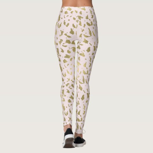Roze Blush Goud Dierenprint Leggings (Achterkant)