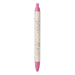 Roze Blush Goud Dierenprint Zwarte Inkt Pen
