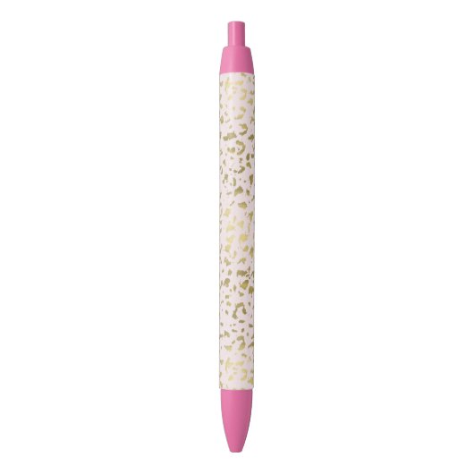 Roze Blush Goud Dierenprint Zwarte Inkt Pen (Voorkant Verticaal)