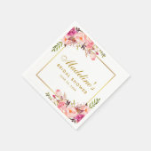 Roze Blush Goud Lijst Bloemen Vrijgezellenfeest Servet (Hoek)