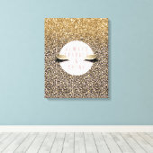 Roze Blush Goud Luipaard Print Glitzy Ogen (Insitu (Houten vloer))