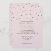 Roze Blush Goud Sparkle Confetti Bruiloft Kaart (Voorkant / Achterkant)