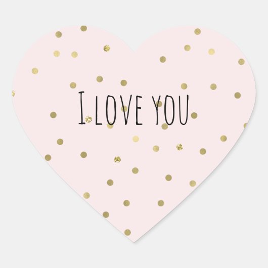 Roze Blush Goud Sparkle Confetti Liefde Hart Sticker (Voorkant)