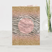 Roze Blush Goud Zwart Glitzy Glitter Zebra Print