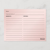 Roze Blush Gouden Bloem Bruidsfeest Receptkaart Briefkaart (Achterkant)