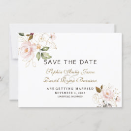 Roze Blush Gouden Bloem Bruiloft Save The Date