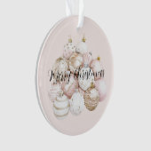 Roze Blush Gouden Champagne Kerstversiering Ornament (voorkant)