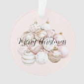 Roze Blush Gouden Champagne Kerstversiering Ornament (voorkant)