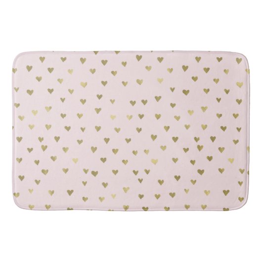 Roze Blush Gouden Harten Badmat (Voorkant)