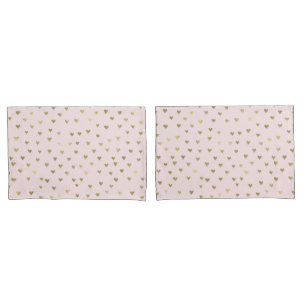 Roze Blush Gouden Harten Kussensloop