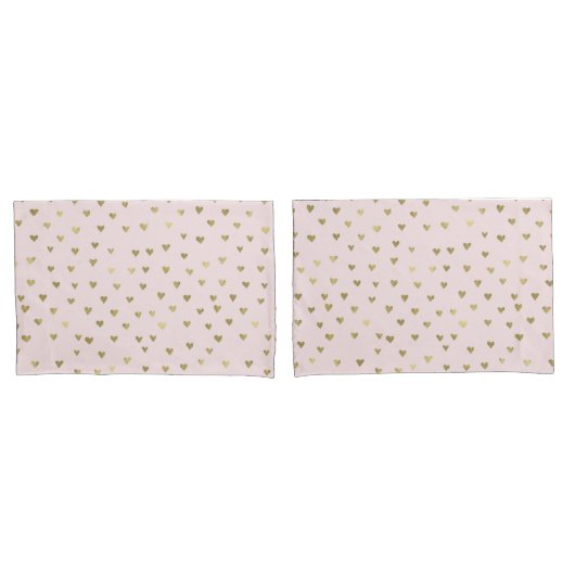 Roze Blush Gouden Harten Kussensloop (Voorkant-Set)