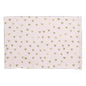 Roze Blush Gouden Harten Kussensloop (Voorkant-Links)