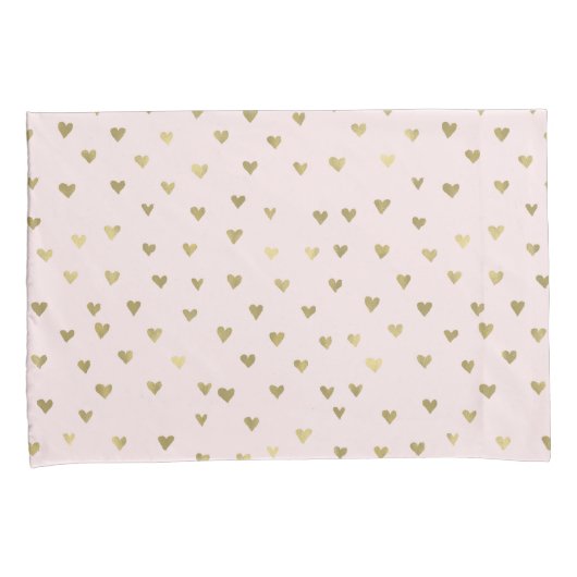 Roze Blush Gouden Harten Kussensloop (Voorkant-Rechts)