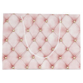 Roze Blush Gouden Pluimen Bruidscadeau Groot Cadeauzakje (Achterkant)