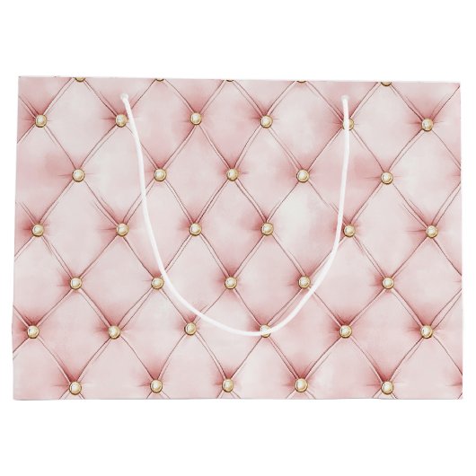 Roze Blush Gouden Pluimen Bruidscadeau Groot Cadeauzakje (Achterkant)