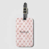 Roze Blush Gouden Pluimen Bruidsdouche Bagagelabel (Voorkant (verticaal))