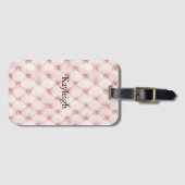 Roze Blush Gouden Pluimen Bruidsdouche Bagagelabel (Voorkant (horizontaal))