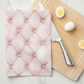 Roze Blush Gouden Pluimen Bruidsontbijt Theedoek (Quarter Fold)