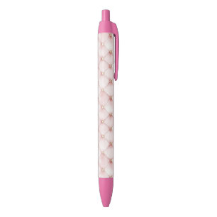 Roze Blush Gouden Pluimen   Zwarte Inkt Pen