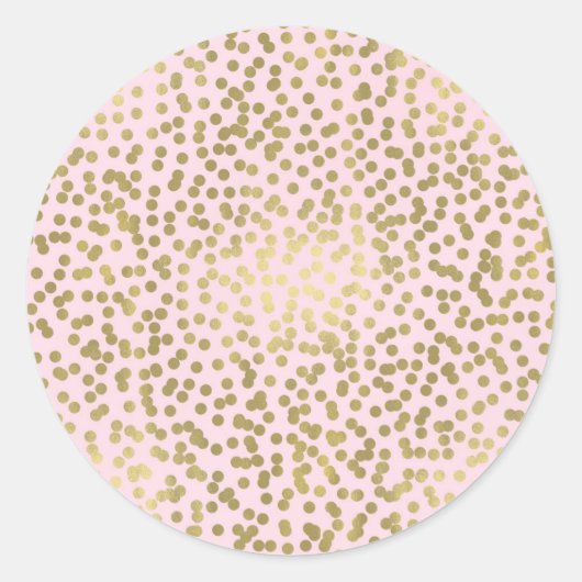 Roze Blush & Gouden Stippen Confetti Elegant Chic Ronde Sticker (Voorkant)