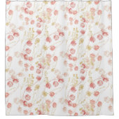 Roze blush gouden weide bloemenpatroon douchegordijn (Voorkant)