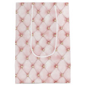 Roze Blush Goudkleurige Pluizen Verjaardag Medium Cadeauzakje (Achterkant)