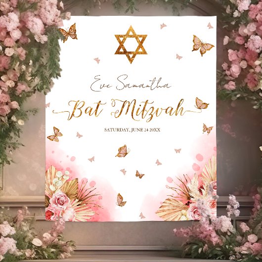 Roze Blush Gown Bat Mitzvah Backdrop Wandkleed