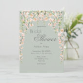 Roze Blush Green Floral Wildflower Bridal Kaart (Staand voorkant)